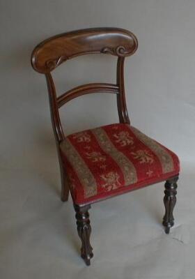 A set of 5 William IV mahogany dining chairs with moulded cresting rails