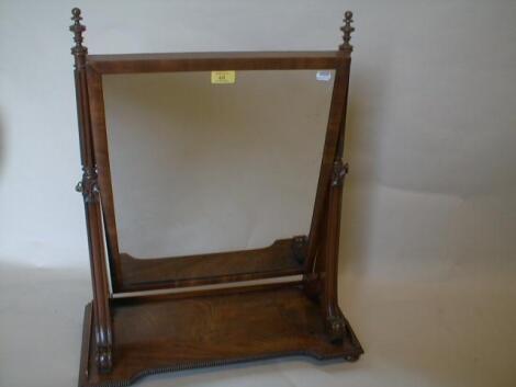 A William IV flame mahogany dressing table mirror with rectangular plate
