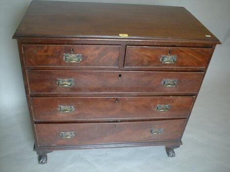 A George III flamed mahogany chest of two short and three long graduated