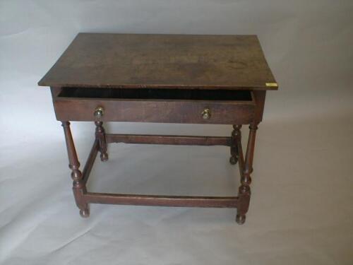 A late 17thC oak side table with rectangular top