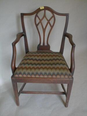 A George III mahogany carver chair with pierced splat back