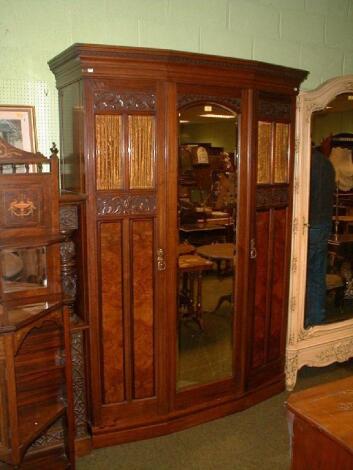 A late Victorian walnut wardrobe by T Simpson & Sons Halifax