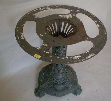 A Victorian pierced cast iron pub table base