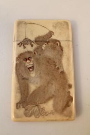 A Japanese Meiji period ivory card case