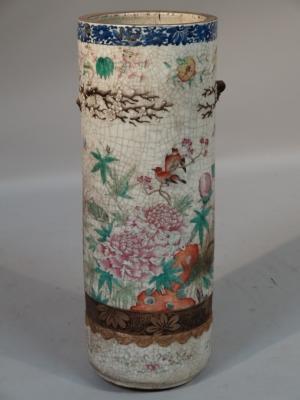 A late 19thC Chinese pottery umbrella stand