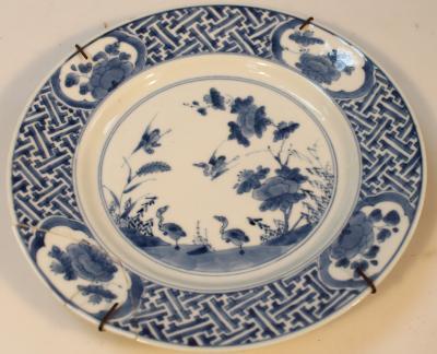 A blue and white porcelain plate