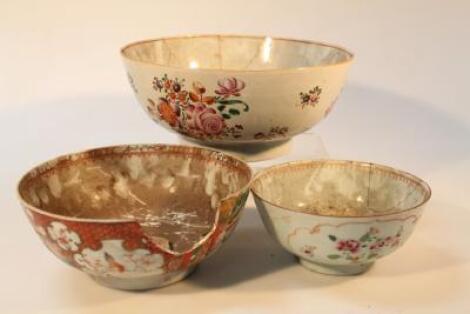 A late Qing period Chinese porcelain famille rose punch bowl