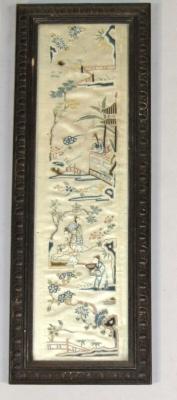 A Chinese Qing silk work panel