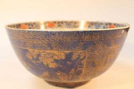 A Chinese porcelain blue and white punch bowl