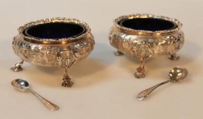 A pair of Victorian silver open salts