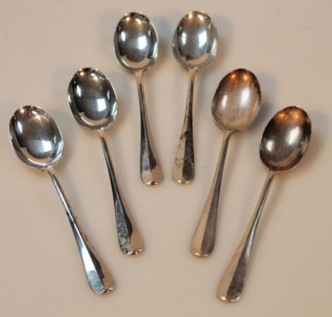 A set of six Elizabeth II silver rattail teaspoons