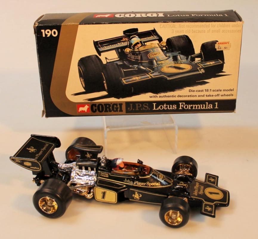 A boxed Corgi die-cast JPS Lotus Formula 1 racing car