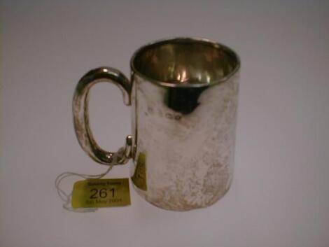 A George V silver baptismal mug of plain tapering form