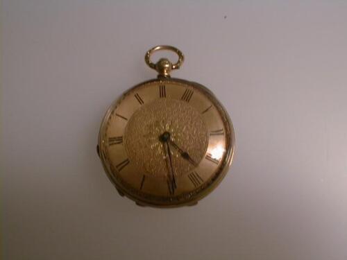 A ladies yellow metal fob watch