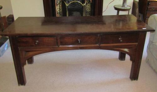 A 19thC Arts and Crafts walnut serving table