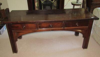 A 19thC Arts and Crafts walnut serving table - 3