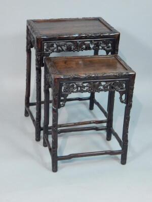 A nest of two early 20thC Chinese hardwood tables - 2