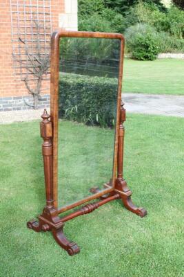 A Victorian mahogany cheval dressing mirror