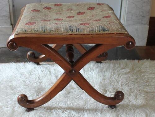 A 19thC Gillows design mahogany stool