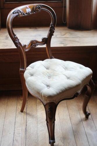 A Victorian walnut bedroom chair