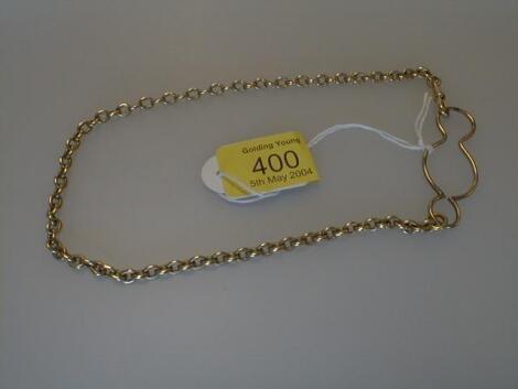 A yellow metal curb link watch chain 35 cms length