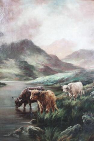 Frank Dugdale (?). Highland cattle in landscape