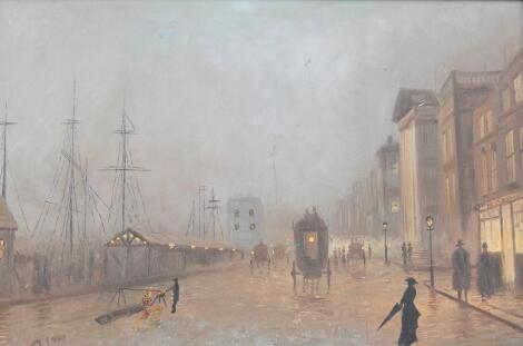 D. Long. Nocturnal Victorian street scene by the docks