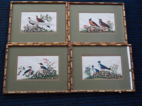 19thC Chinese School. Four studies of birds