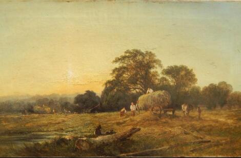 George Augustus Williams (1814-1901). Harvest scene with shires