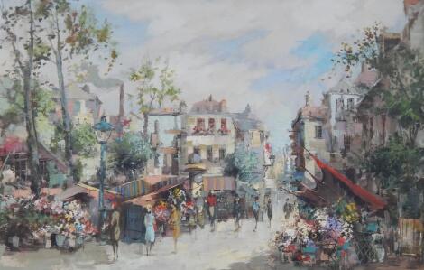 Theo Van Oorschot. A market scene in Paris