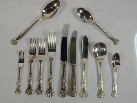 A suite of silver plated King's pattern cutlery.