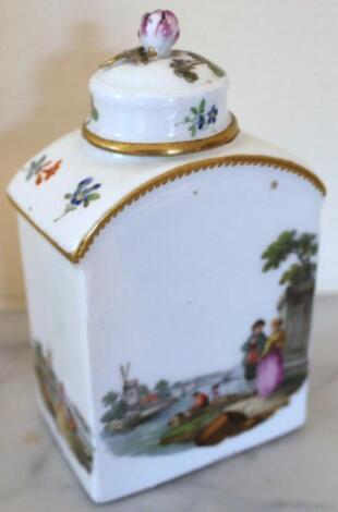 A 19thC Continental porcelain tea caddy