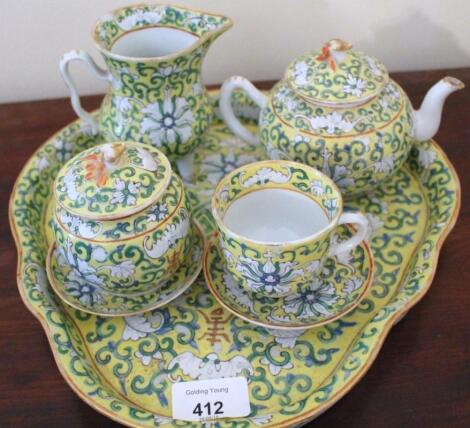 A 20thC Chinese famille jeune tea set