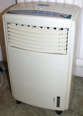 A portable air cooling unit.