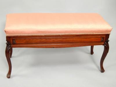 A George V carved mahogany duet stool