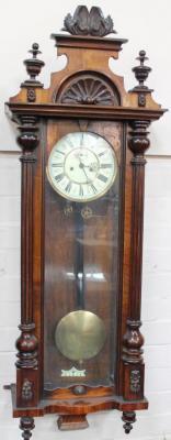 A late 19thC walnut Vienna wall clock