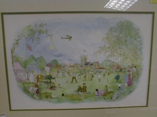 After Colin Carr, Village Cricket Match, WATERCOLOUR, not reproduction