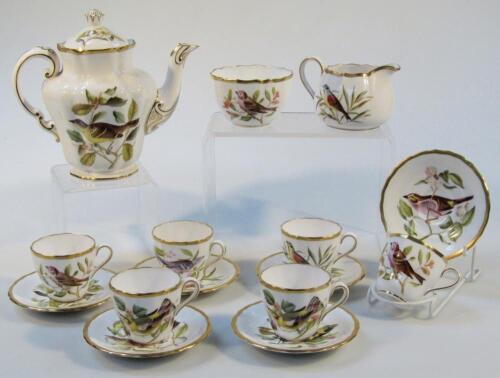 A Spode bone china Audubon Birds pattern and other part tea service