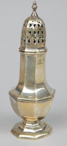 A George V silver octagonal sugar castor