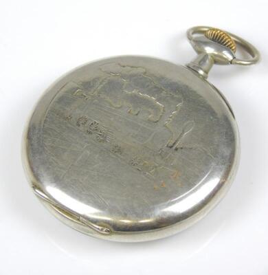 An early 20thC large silver plated pocket watch - 2