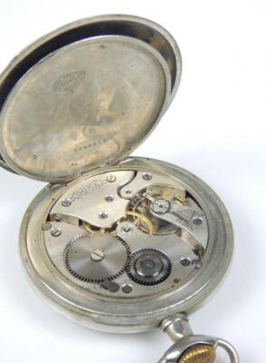An early 20thC large silver plated pocket watch - 4