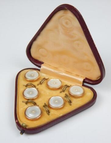 A cased set of collar studs