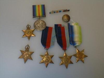 WWI Service Medal, three 1939/1945 stars, the Atlantic star and