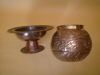 An Arts and Crafts copper pedestal dish