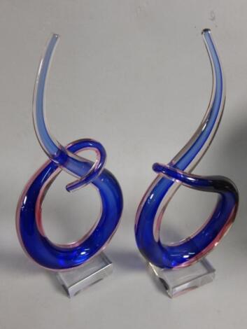 A pair of Czech style blue and pink sculptural bookends