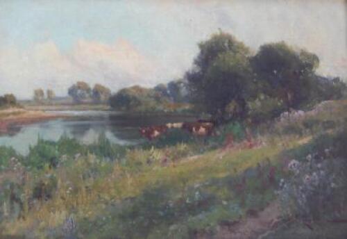 Arthur William Redgate (1860-1906). Cattle and river edge