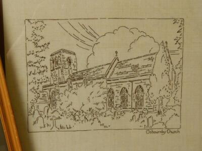 An embroidered linen picture of Lincoln Cathedral - 3