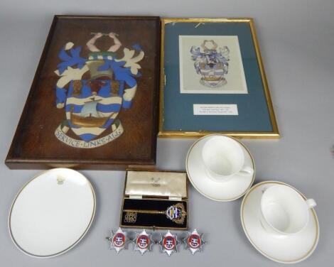 A late George V silver gilt and enamelled presentation key