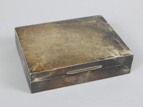 An Elizabeth II rectangular silver cigarette box