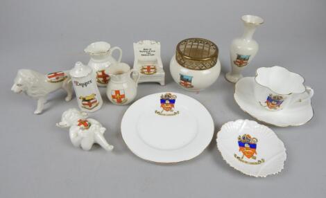 Various items of Lincoln and Kirton in Lindsey related crested china